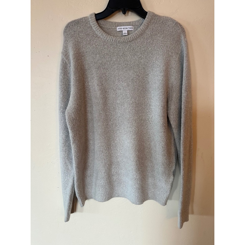 And Now This Mens Crewneck Sweater Heather Gray Textured Knit Size Large